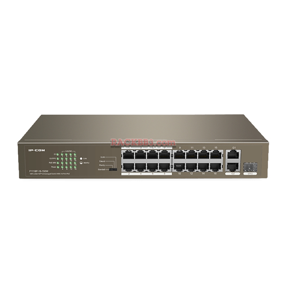 F1118P-16-150W 16FE+2GE/1SFP Unmanaged Switch With 16-Port PoE
