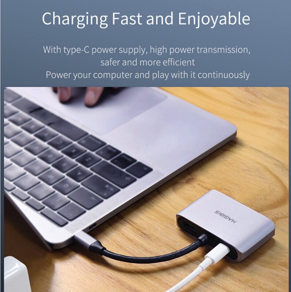 HAGIBIS อะแดปเตอร์ USB C USB3.1 TYPE C to HDMI 4K & VGA Adapter Converter รุ่น CHV2-PD for Microsoft Surface, MacBook Air Pro MacMini M1