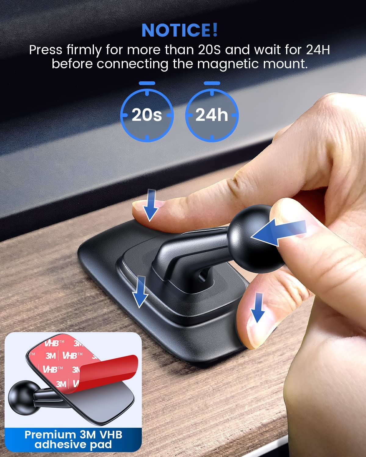 OQTIQ for MagSafe Phone Mount Magnetic Phone Holder for Car Dash Mount Phone Holder Fit Curved Surface Flexible Rotation