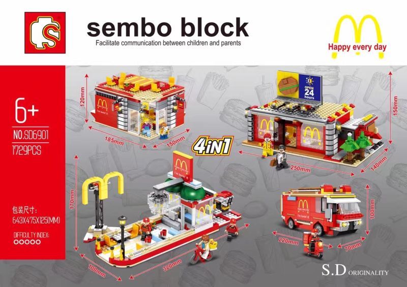 Sembo Block SD6901 McDonald Restaurant 4 in 1 (with LED) 1729pcs