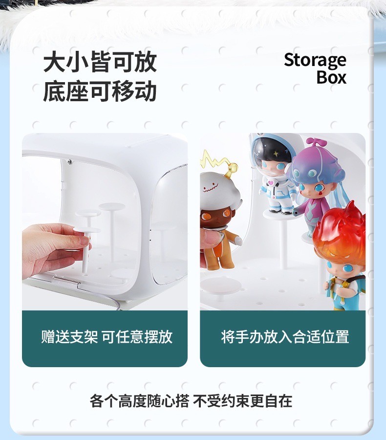 กล่องแคปซูลใส่โมเดล Model Showcase กันฝุ่น สีขาว ไม่มีไฟ