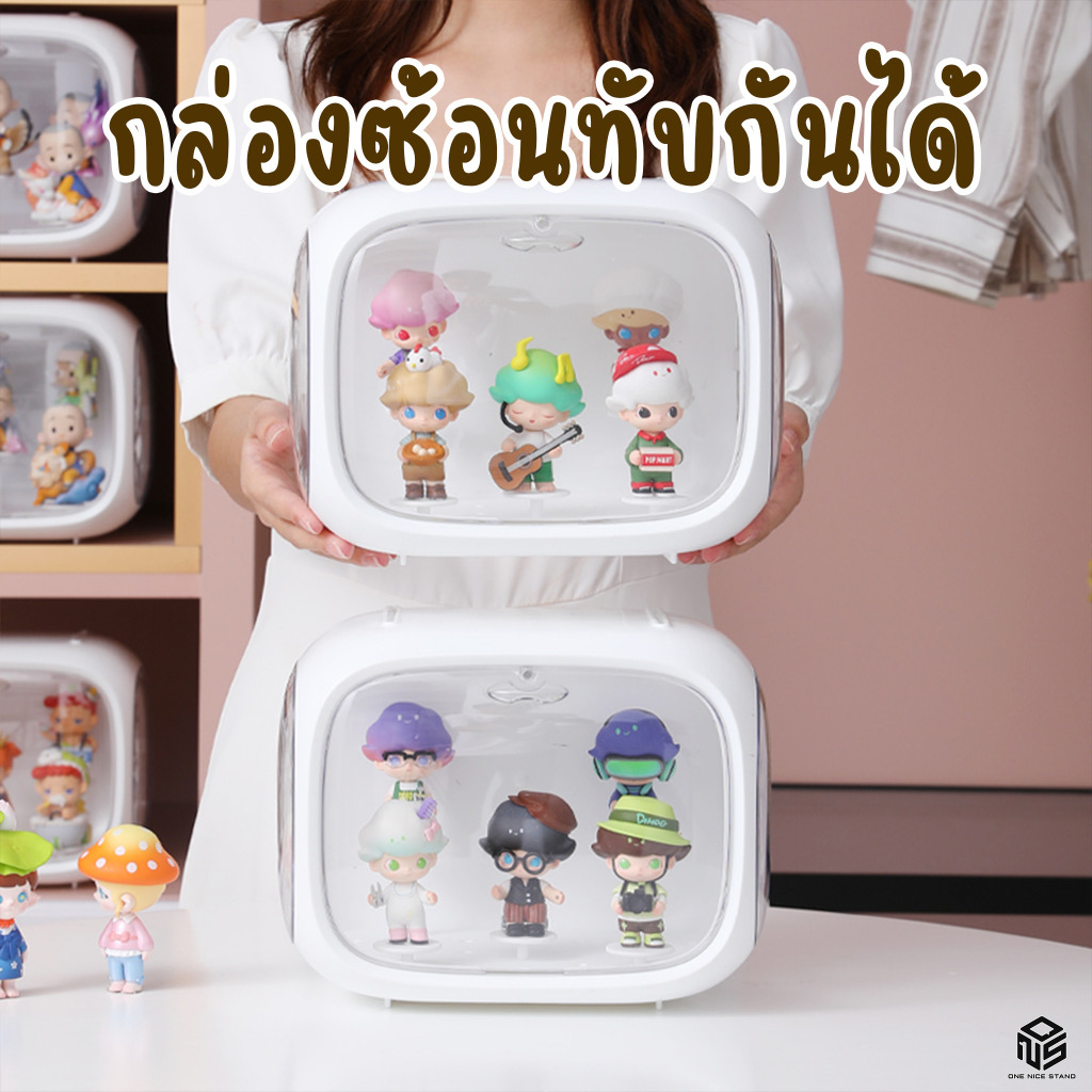 กล่องแคปซูลใส่โมเดล Model Showcase กันฝุ่น สีขาว ไม่มีไฟ
