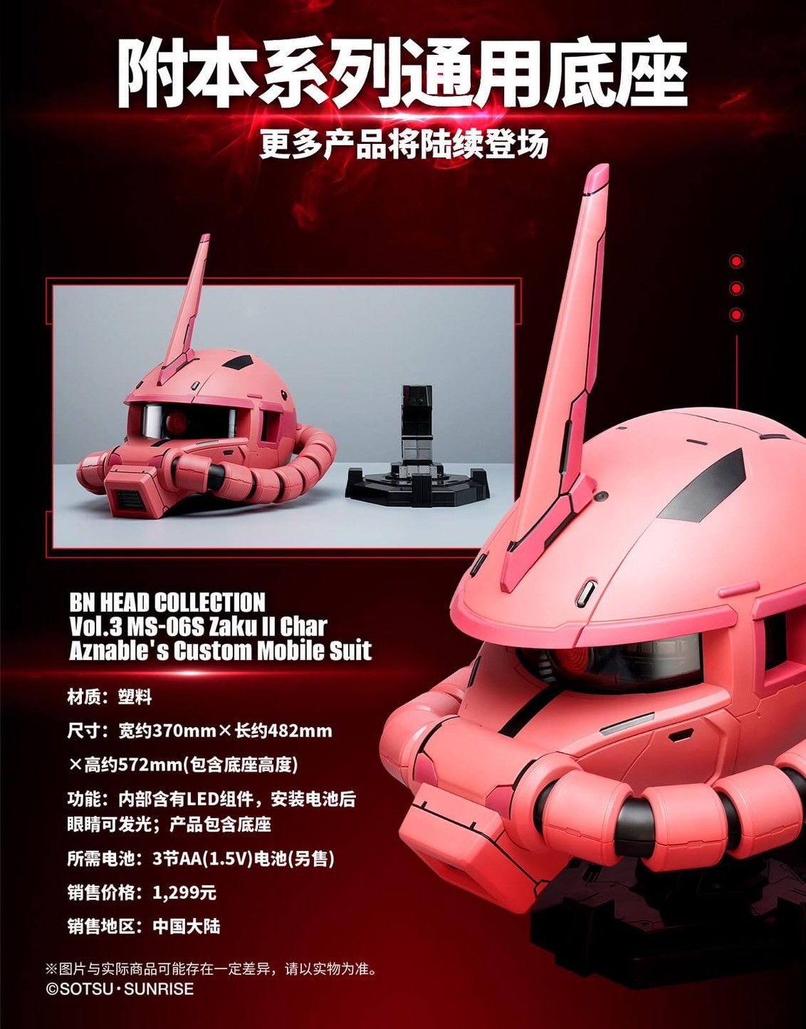 Pre-order : BN Head Collection Mobile Suit Gundam Vol.3 MS-06S Char's Zaku II