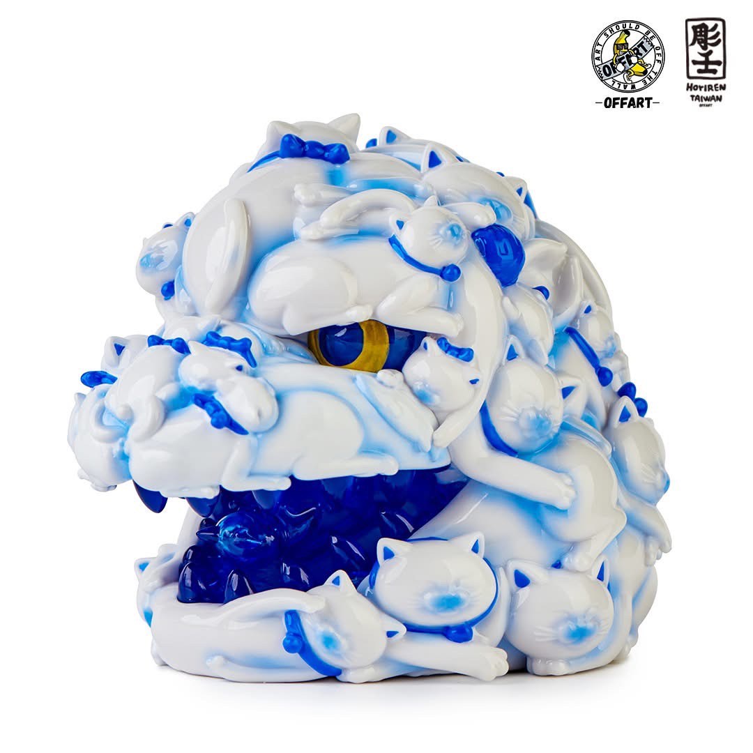Pre-order : Red Flame Hundred Cats Porcelain / Enamel Red Mini Bust PVC Figure by OFFART x Horiren