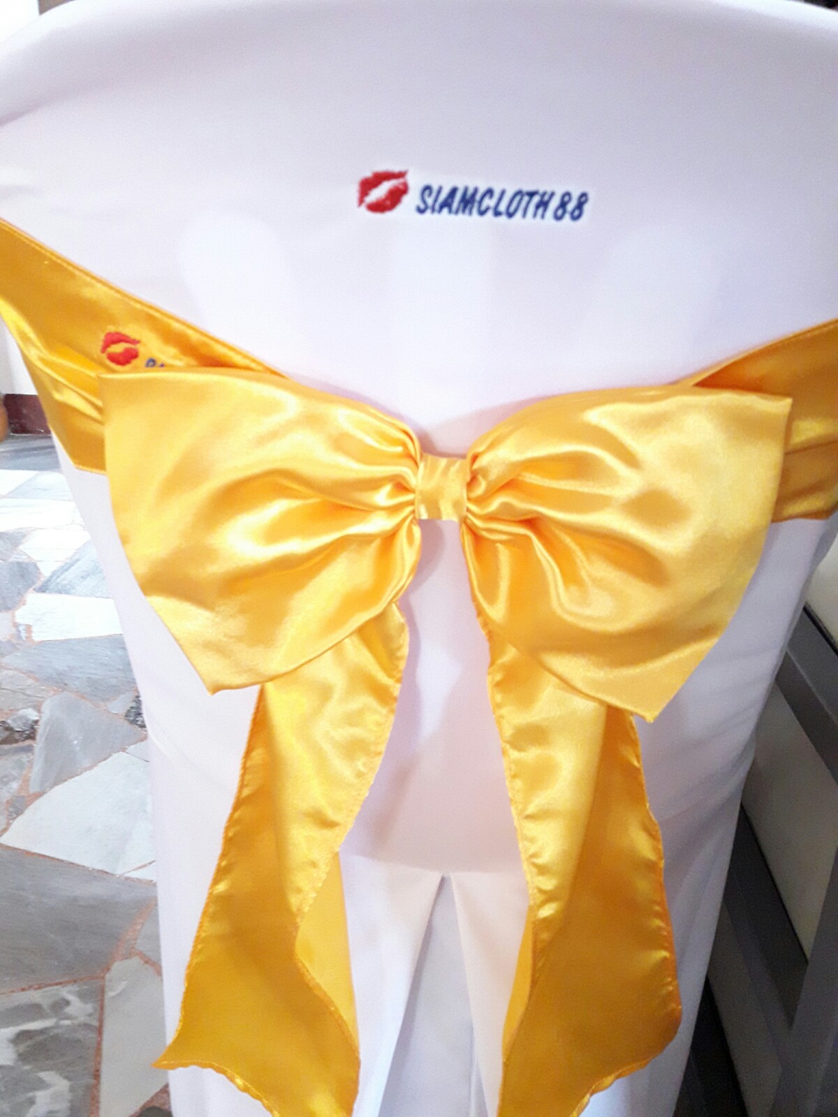 ผ้าคลุมเก้าอี้พลาสติก+โบว์สำเร็จรูปสวยๆ