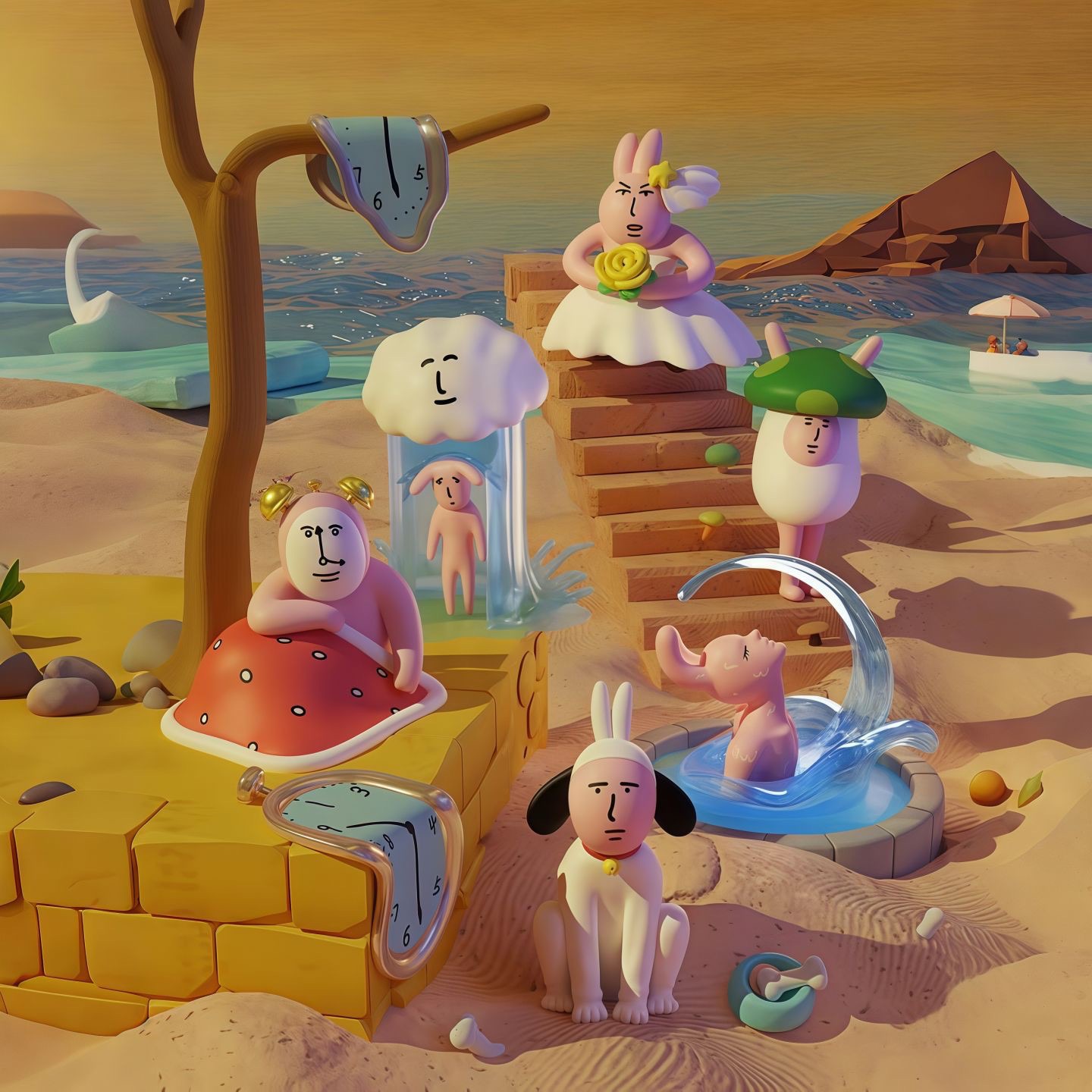 โมเดลได้ 1 ตัว - My Friend Rabbit "Abstract" Series Mini Figure II by PLZDOT