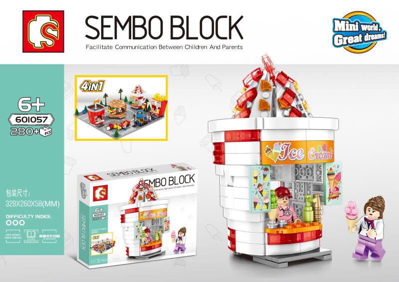 Sembo Block 601055-601058 fast food store 4 in 1