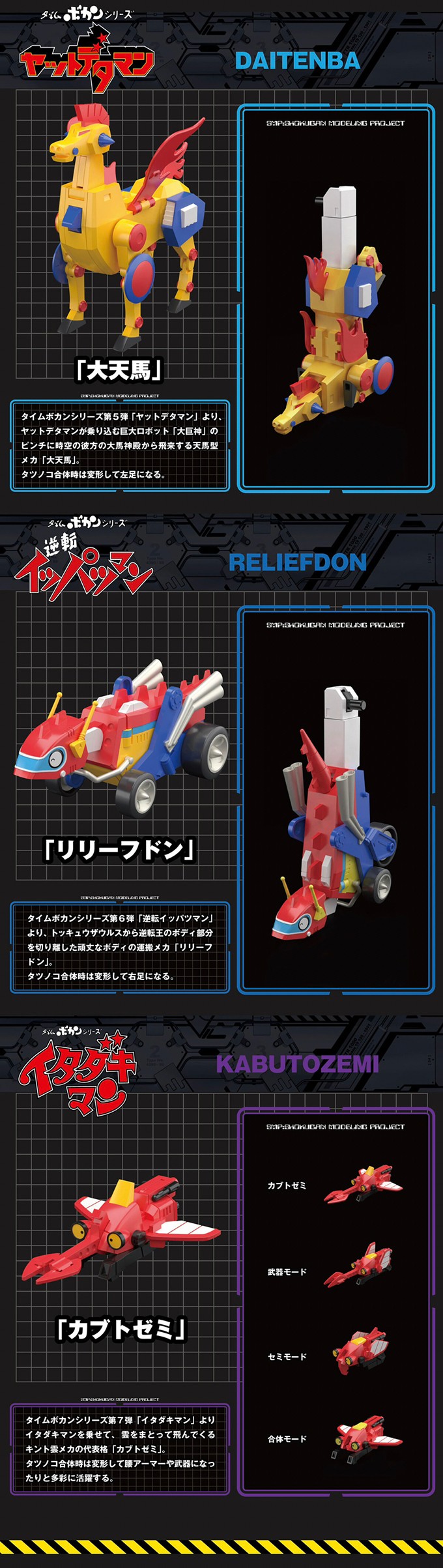 PRE-ORDER : SMP [SHOKUGAN MODELING PROJECT] Tatsunoko Production 60th Anniversary Tatsunoko Combined Time Bokan Robo SP Set