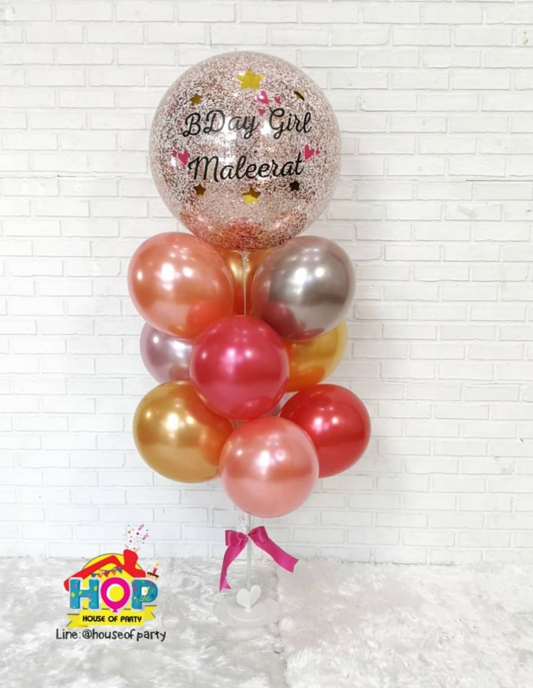 ช่อลูกโป่งอัดลม ช่อ 10 ลูก สี Super Metalic (งานลม) สั่งทางไลน์@houseofparty นะคะ