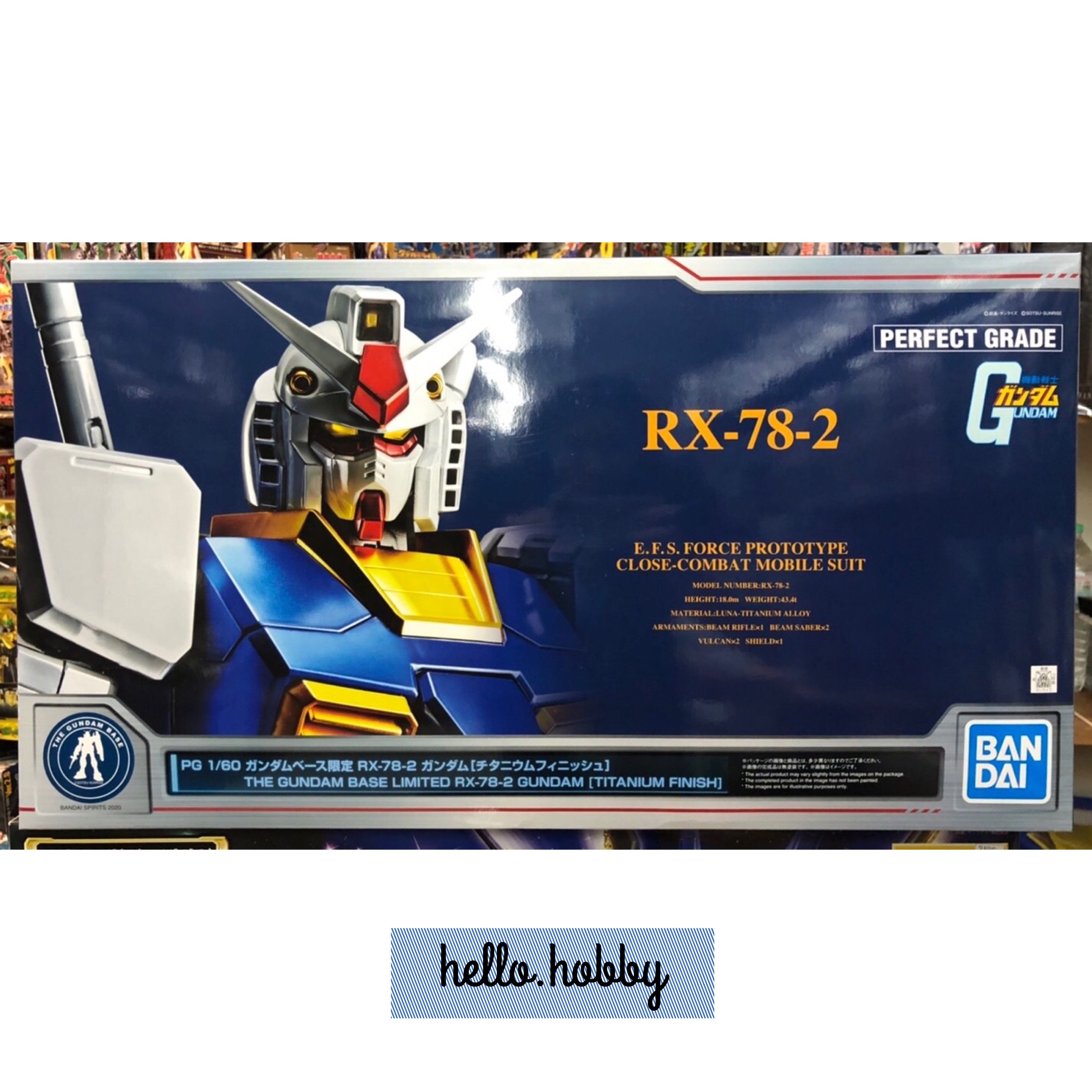 PG 1/60 The Gundam Base Limited RX-78-2 Gundam [Titanium Finish] Plastic Model by Premium Bandai