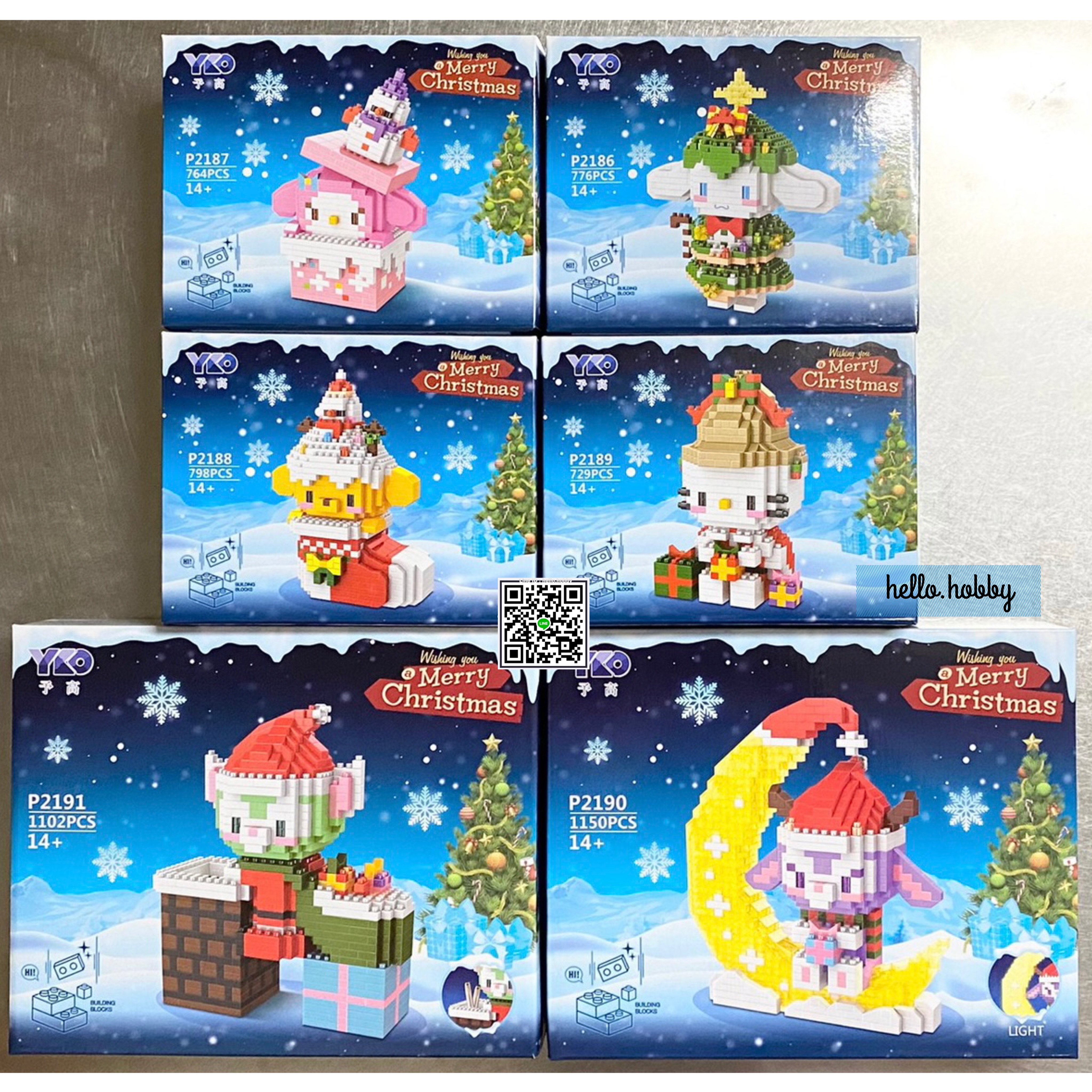 YKO P 2186 - 2190 - Sanrio x Disney Christmas - Stella Lou / Gelatoni / Hello Kitty / My Melody / Cinnamoroll / Pompompurin