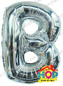 ลูกโป่งฟอยส์ตัวอักษร B ขนาด 40 นิ้ว สีเงิน