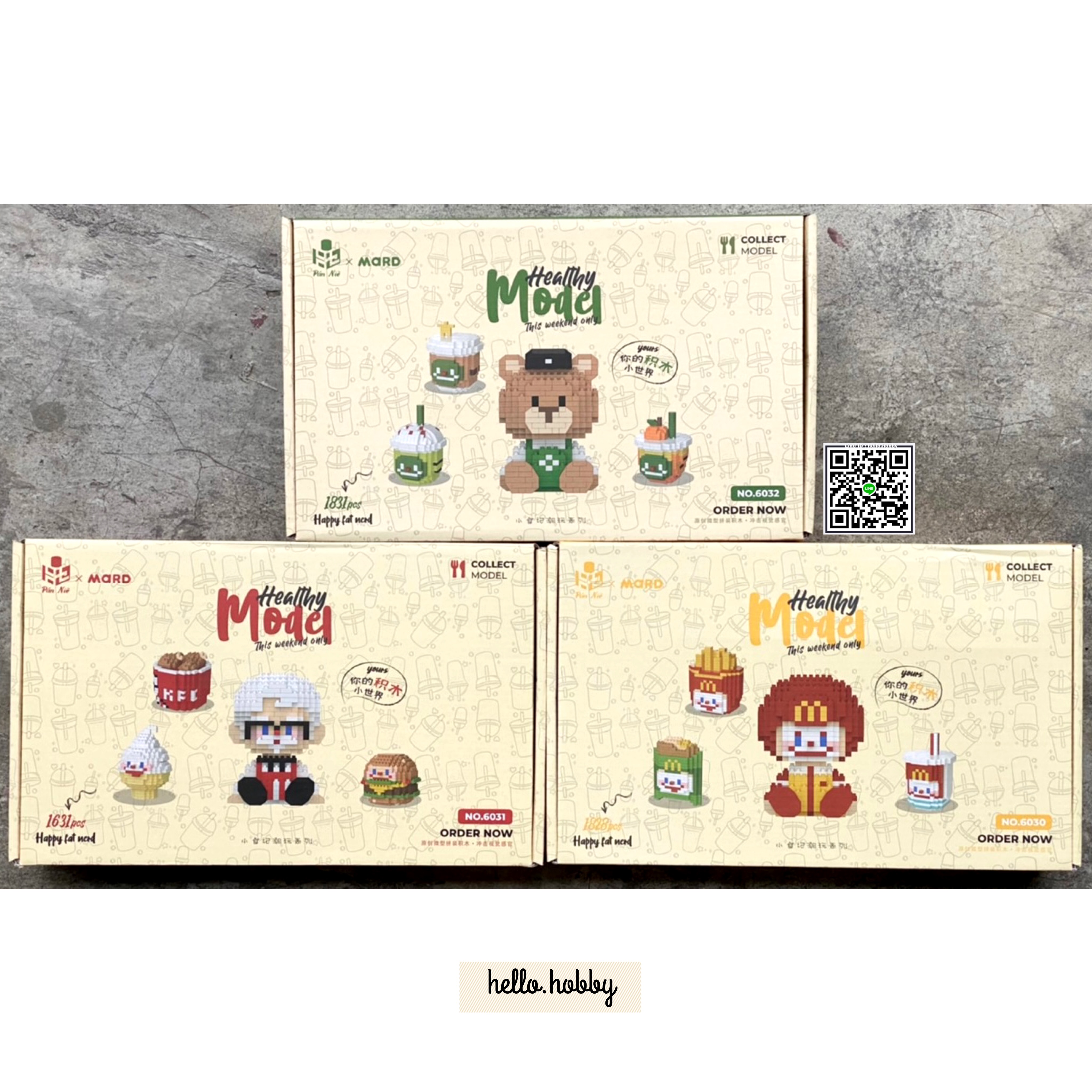 Pan Nie x Mard 6030-6032 Happy Fat Nerd - Fast Food Set - McDonald, KFC, Starbucks