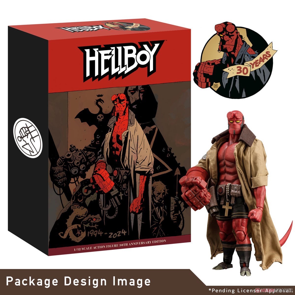 Pre-order : 1/12 Scale Hellboy 30th Anniversary Edition Action Figure by 1000Toys