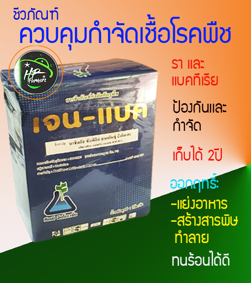 เจน-แบค(500 กรัม):แบคทีเรียเชื้อพิฆาตินักทำลายเขี้อสาเหตุโรคพืช ออกฤทธิ์กำจัดเชื้อโรคที่แผลได้ทันทีไม่เเพ้การสารเคมีแต่ปลอดภัยต่อชิวิตท่านเเละผู้บริโภค หรือจะใช้เชิงป้องกันไม่ให้เชื้อโรคร้ายระบาดล่วงหน้าไม่ว่าเชือร้ายจะมาทางดินเเละน้ำ(ราก) หรือจะมาทางอากา