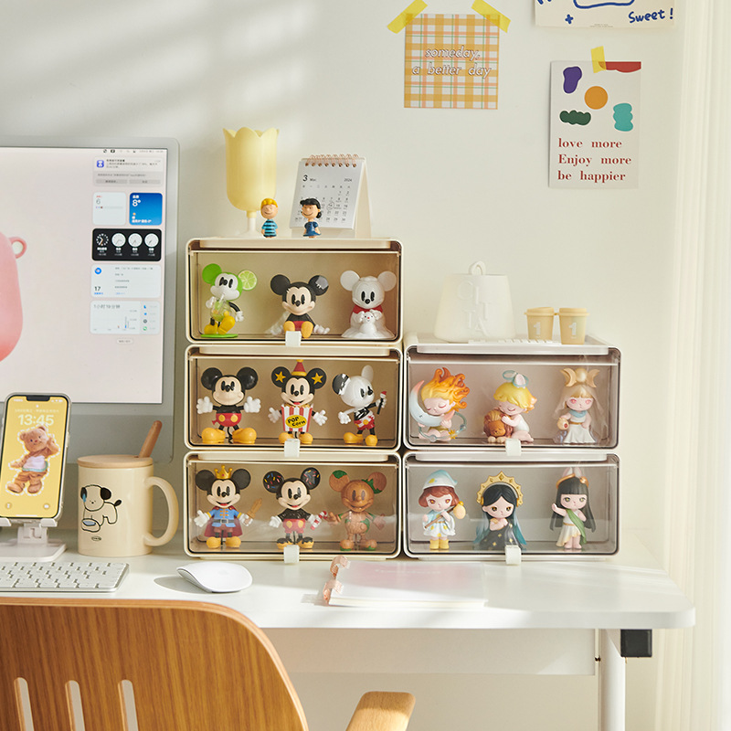 2in1 กล่องใส่โมเดล + ลิ้นชักใส่ของ ซ้อนทับกันได้ Drawer Display Organizer Storage Box