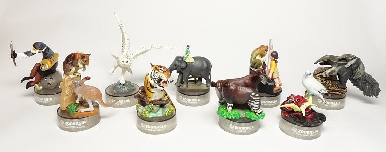 งานฝา กาชาปอง Yokohama Zoo Zoorasia Lunch Jungle Cracker Bottle Cap Trading Figure Collection by Kaiyodo (Set of 9)