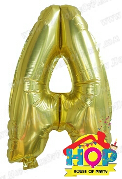 ลูกโป่งฟอยส์ตัวอักษร A ขนาด 40 นิ้ว สีทอง