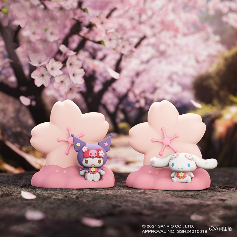 โคมไฟ ลิขสิทธิ์แท้ Sanrio - Cherry Blossom Season Series - Kuromi & Cinnamoroll Sakura Night Light LED Lamp by Langbowang