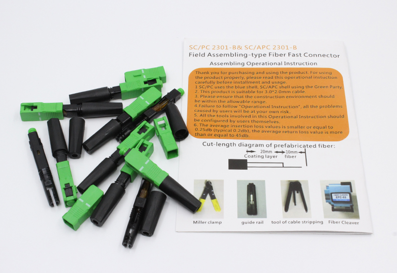 Singlemode SC/APC Optical Fiber Field Fast Connector