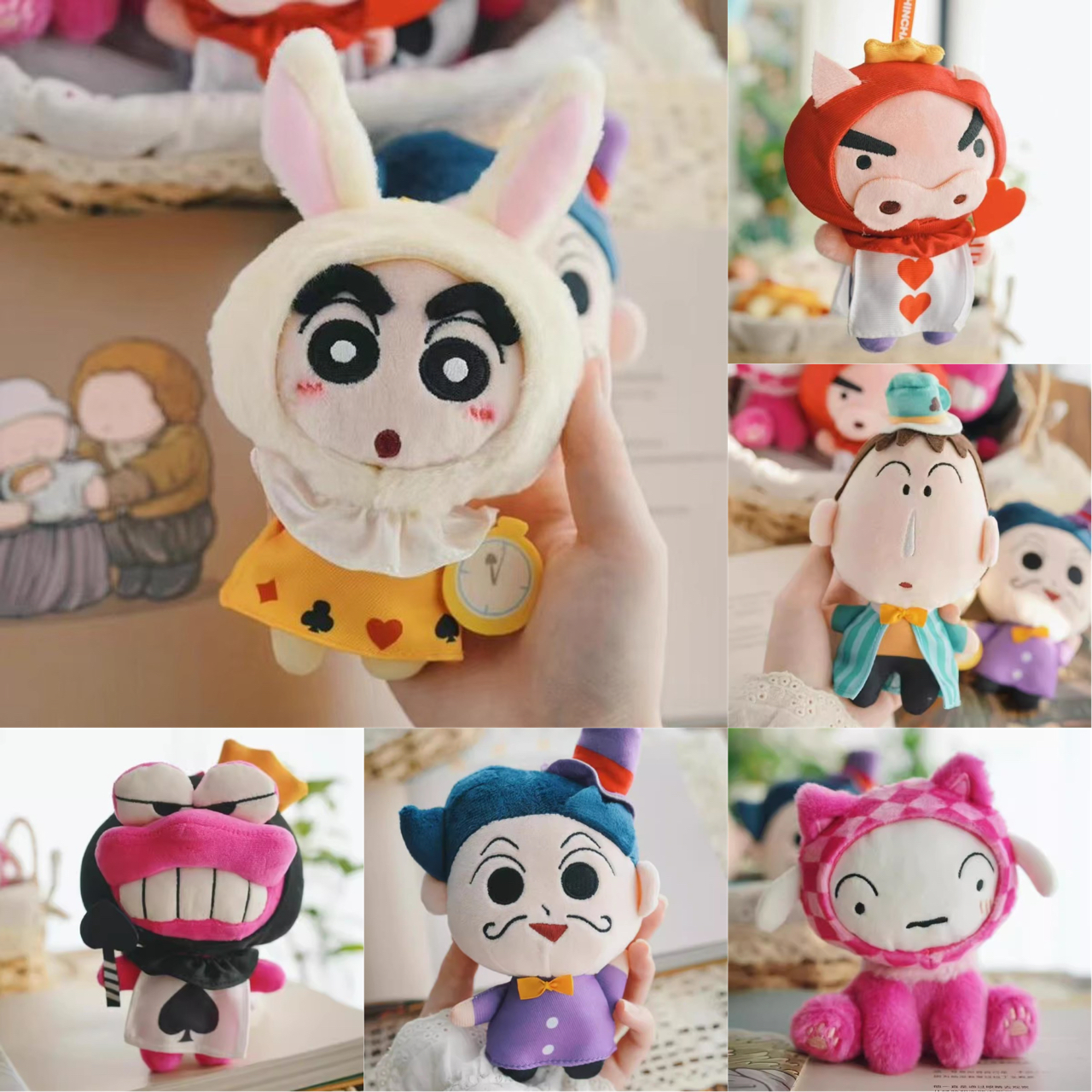 ตุ๊กตาพวงกุญแจ Crayon Shinchan x Alice in Wonderland Series Plush Keychain by LDCX