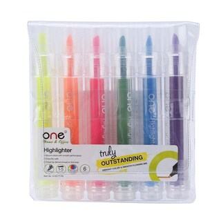 ปากกาเน้นข้อความ คละสี (แพ็ค 6 ด้าม) ONE G-0517T