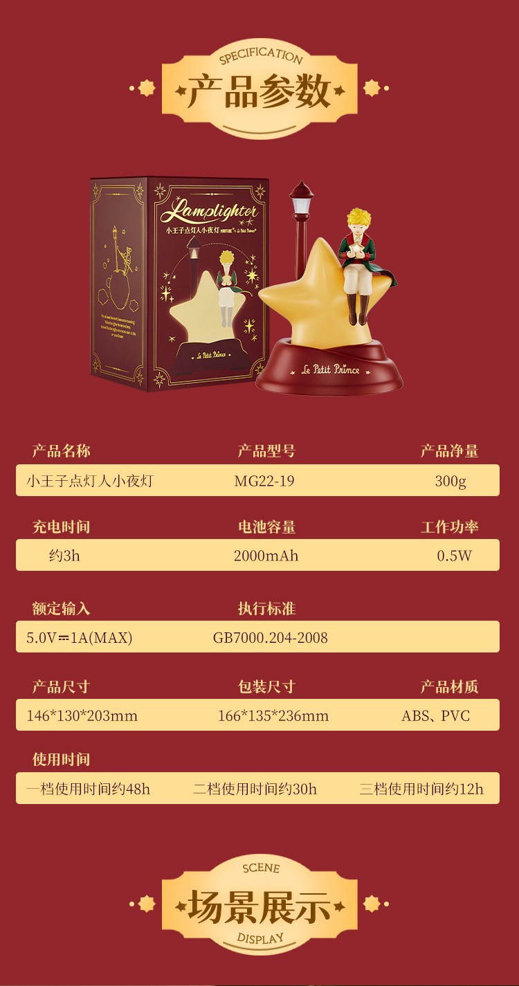 โคมไฟ เจ้าชายน้อย The Little Prince ลิขสิทธิ์แท้ - Le Petit Prince Lamplighter Night Light by Martube