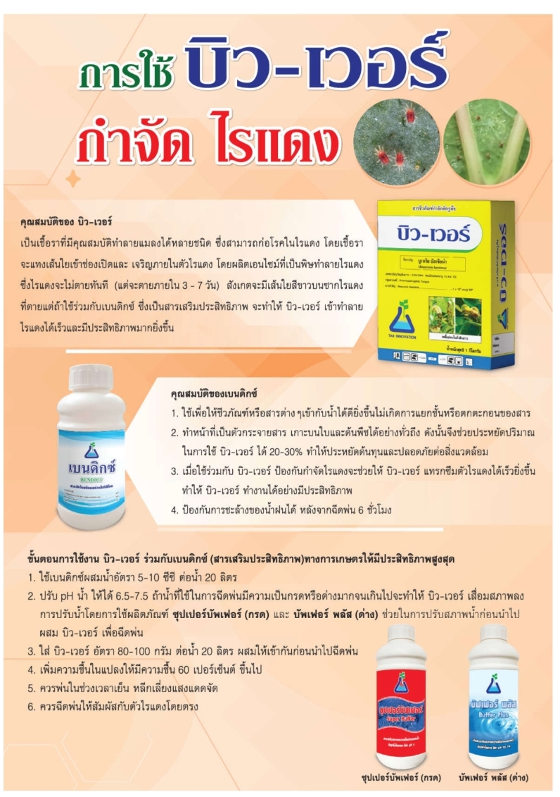 ชีวภัณฑ์แบคทีเรีย(บิว-เวอร์) ป้องกันกำจัดแมลง หนอน เพลี้ย ไรแดง แมลงร้ายต่างๆดื้อยา เลือกบิว-เวอร์ เอาอยู่ครับ ปลอดภัยต่อใช้ ไม่มีสารตกค้าง