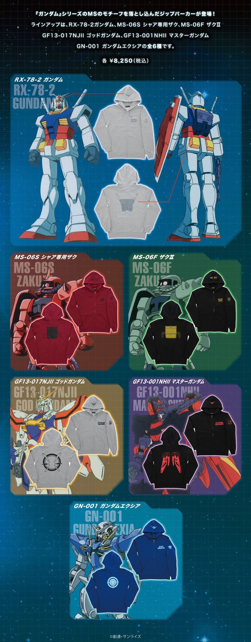 PRE-ORDER : Gundam Series MS Motif Zip Hoodie