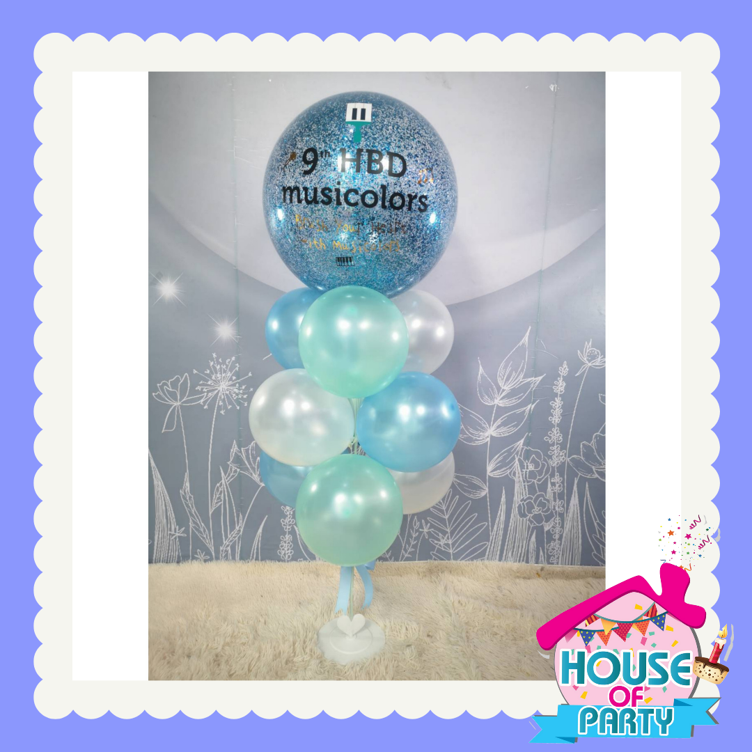 ช่อลูกโป่งอัดลม ช่อ 10 ลูก สีมุก (งานลม) สั่งทางไลน์@houseofparty นะคะ