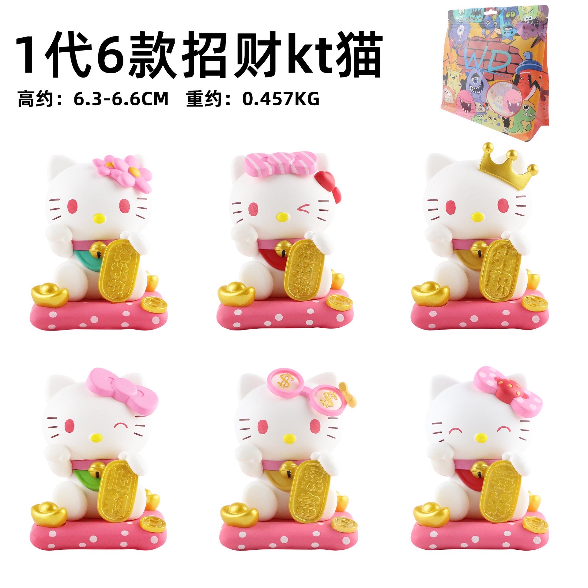 โมเดลคิตตี้กวัก Sanrio - Hello Kitty Lucky and Rich Series (Set of 6)
