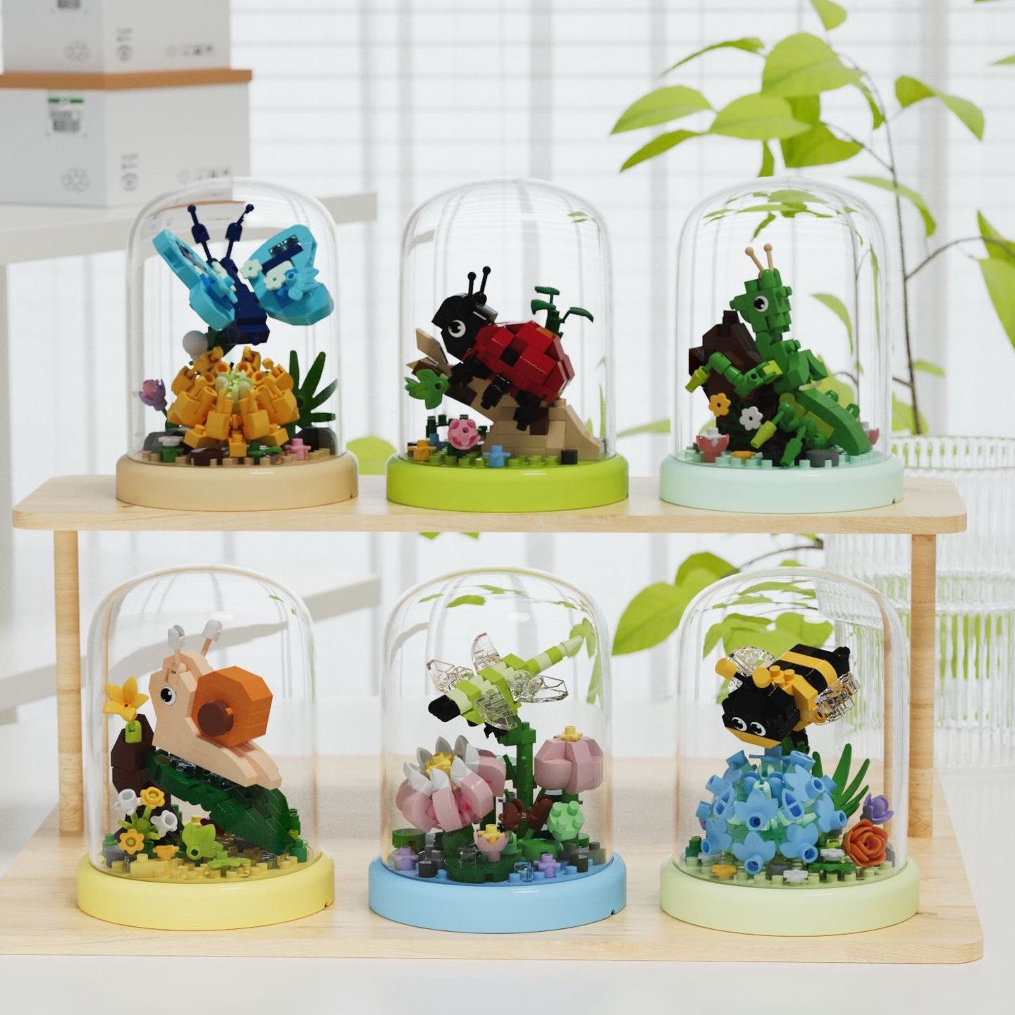 CLC - Flower & Insect ตัวต่อนาโนดอกไม้แมลงพร้อมฝาครอบ