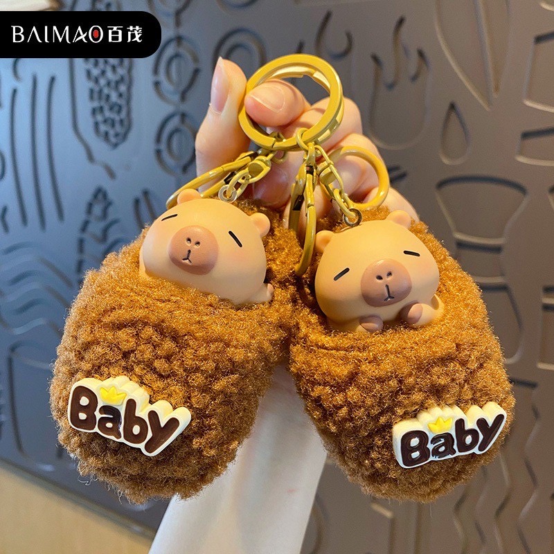 ตุ๊กตาพวงกุญแจ Capybara Soft And Fluffy Plush Keychain by Baimao