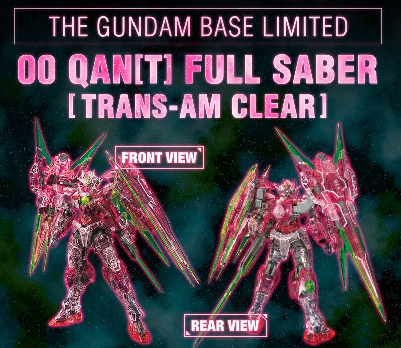 PRE-ORDER : RG 1/144 The Gundam Base Limited 00 QAN[T] Full Saber [TRANS-AM Clear] Plastic Model