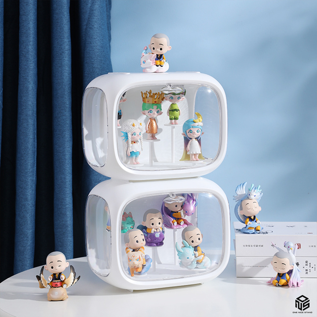 กล่องแคปซูลใส่โมเดล Model Showcase กันฝุ่น สีขาว ไม่มีไฟ