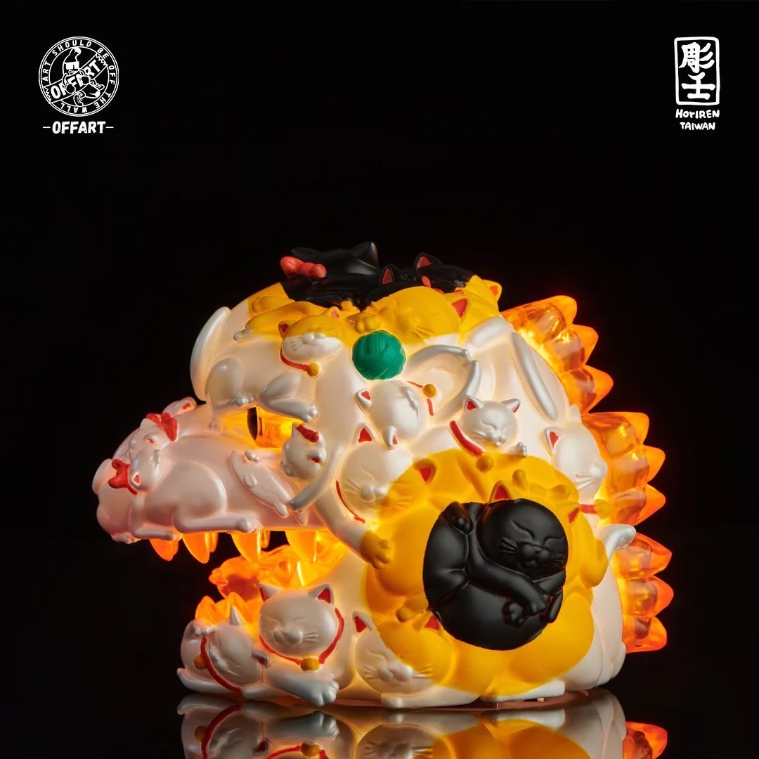 โมเดลก็อตซิล่าแมวกวักมีไฟ Godzilla - Godzilla Red Flame Hundred Cats Mini Bust Fortune Black / White by OFFART x Horiren (มีกล่องน้ำตาล)
