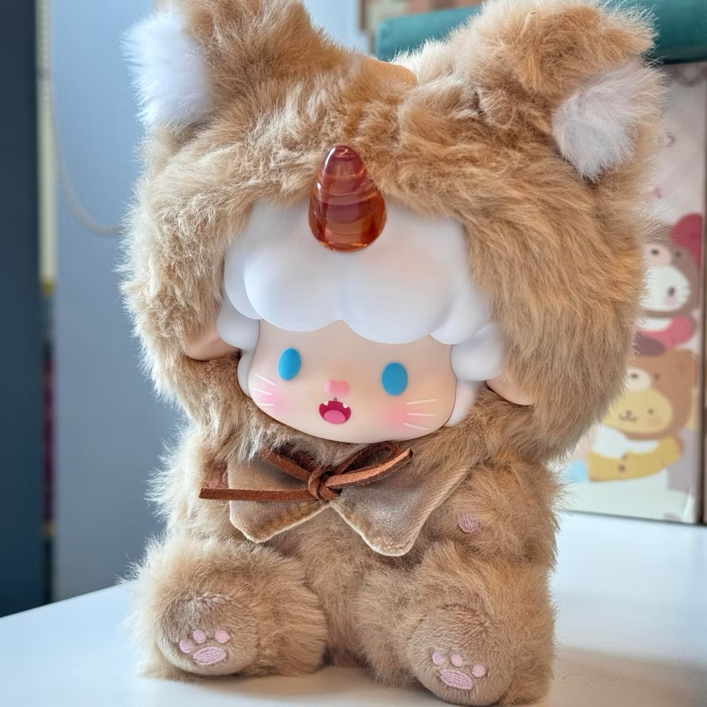 ตุ๊กตาพวงกุญแจ ลิขสิทธิ์แท้ - Gyun Candy Land Rolled Sheep Lucky Cat Series Plush Pendant Keychain by Top Toy