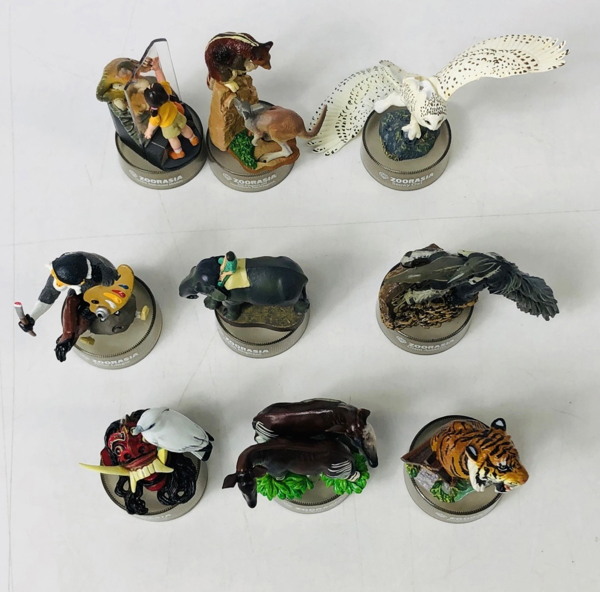 งานฝา กาชาปอง Yokohama Zoo Zoorasia Lunch Jungle Cracker Bottle Cap Trading Figure Collection by Kaiyodo (Set of 9)
