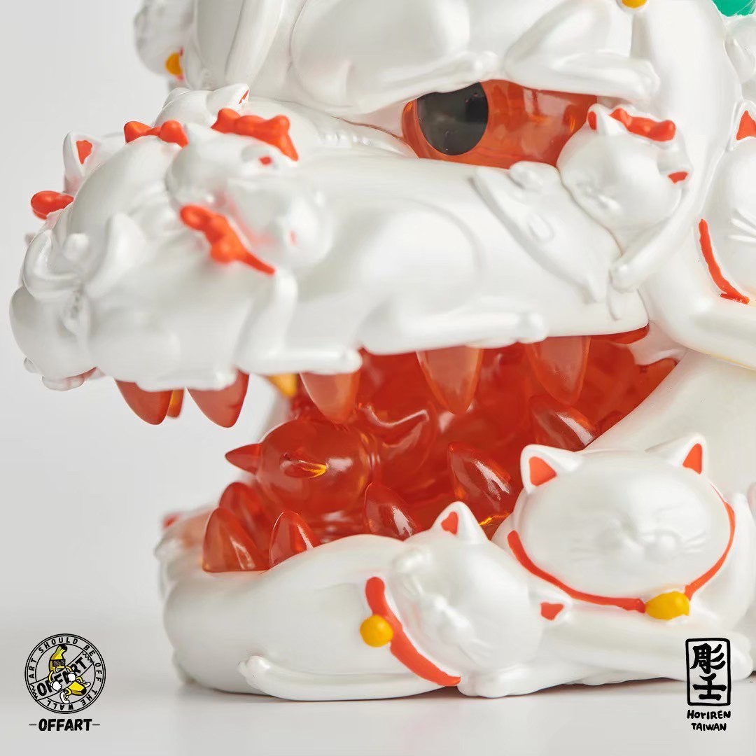 โมเดลก็อตซิล่าแมวกวักมีไฟ Godzilla - Godzilla Red Flame Hundred Cats Mini Bust Fortune Black / White by OFFART x Horiren (มีกล่องน้ำตาล)
