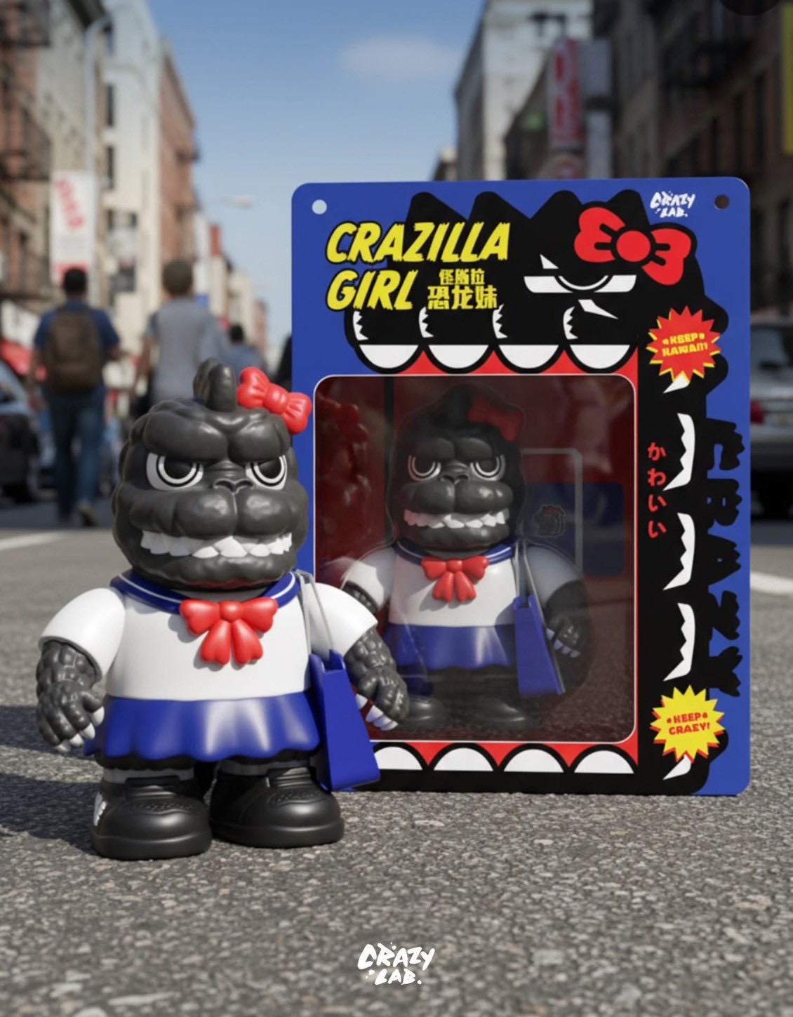 Pre-order : Mini Crazilla Girl Original Designer Cute Monster Trend Toy Figurine by Crazy Lab x James Lee