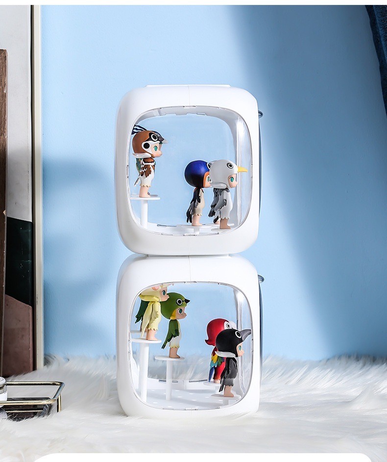 กล่องแคปซูลใส่โมเดล Model Showcase กันฝุ่น สีขาว ไม่มีไฟ