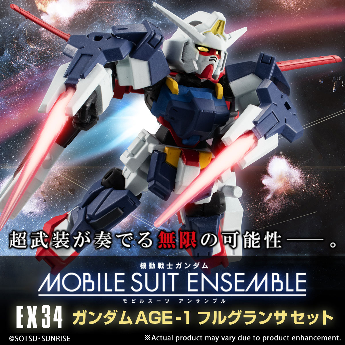 $ Mobile Suit Gundam MOBILE SUIT ENSEMBLE EX34 Gundam Age-1 Full Glansa Set (PB)