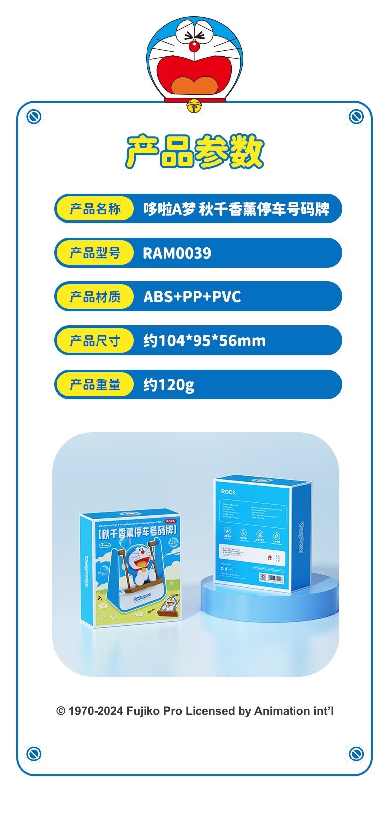 น้ำหอมติดรถ Doraemon Swing Aromatherapy Parking Number Plate by ROCK