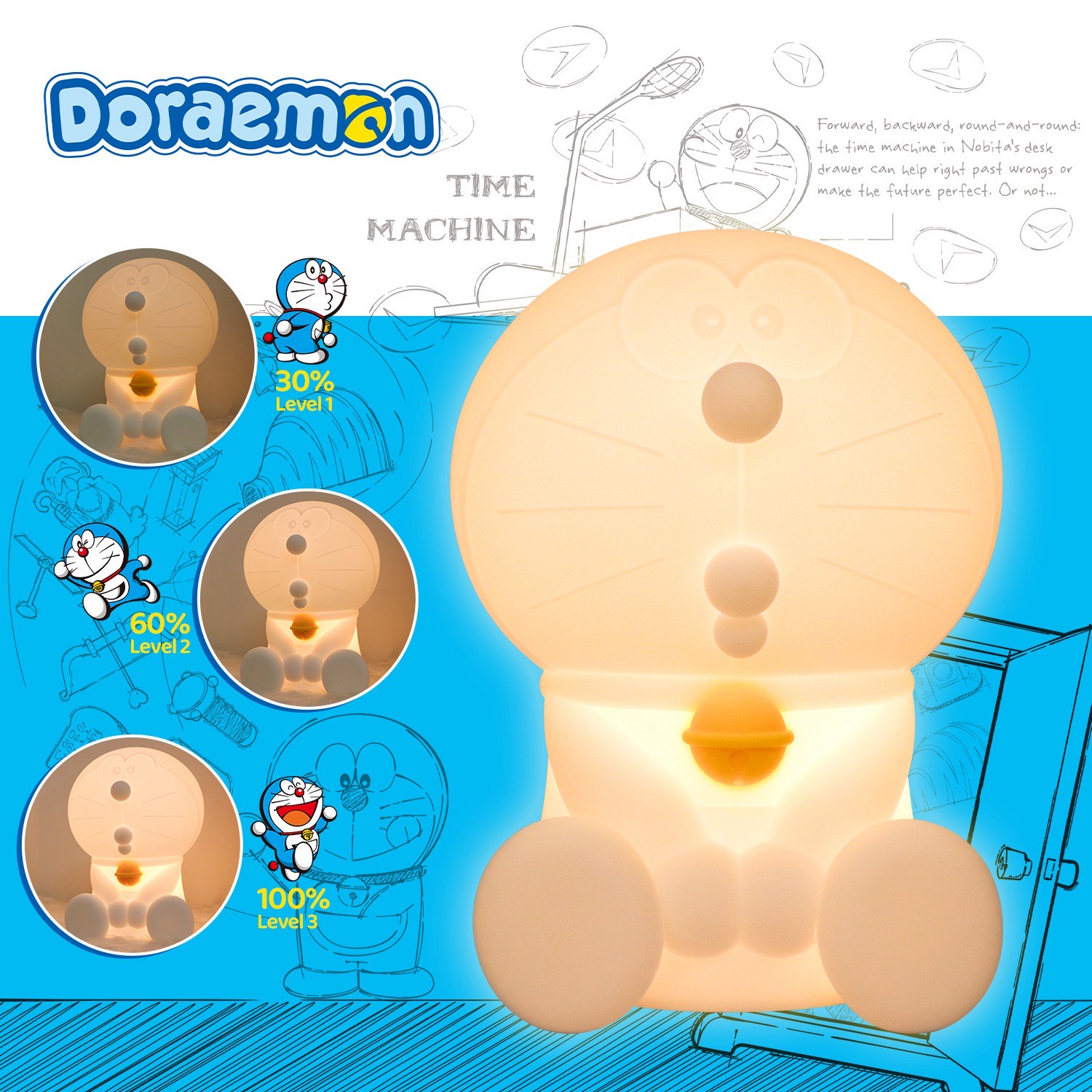 โคมไฟโดราเอม่อน ลิขสิทธิ์แท้ - Doraemon Sleep Companion Pat Night Light Series LED Lamp by ROCK