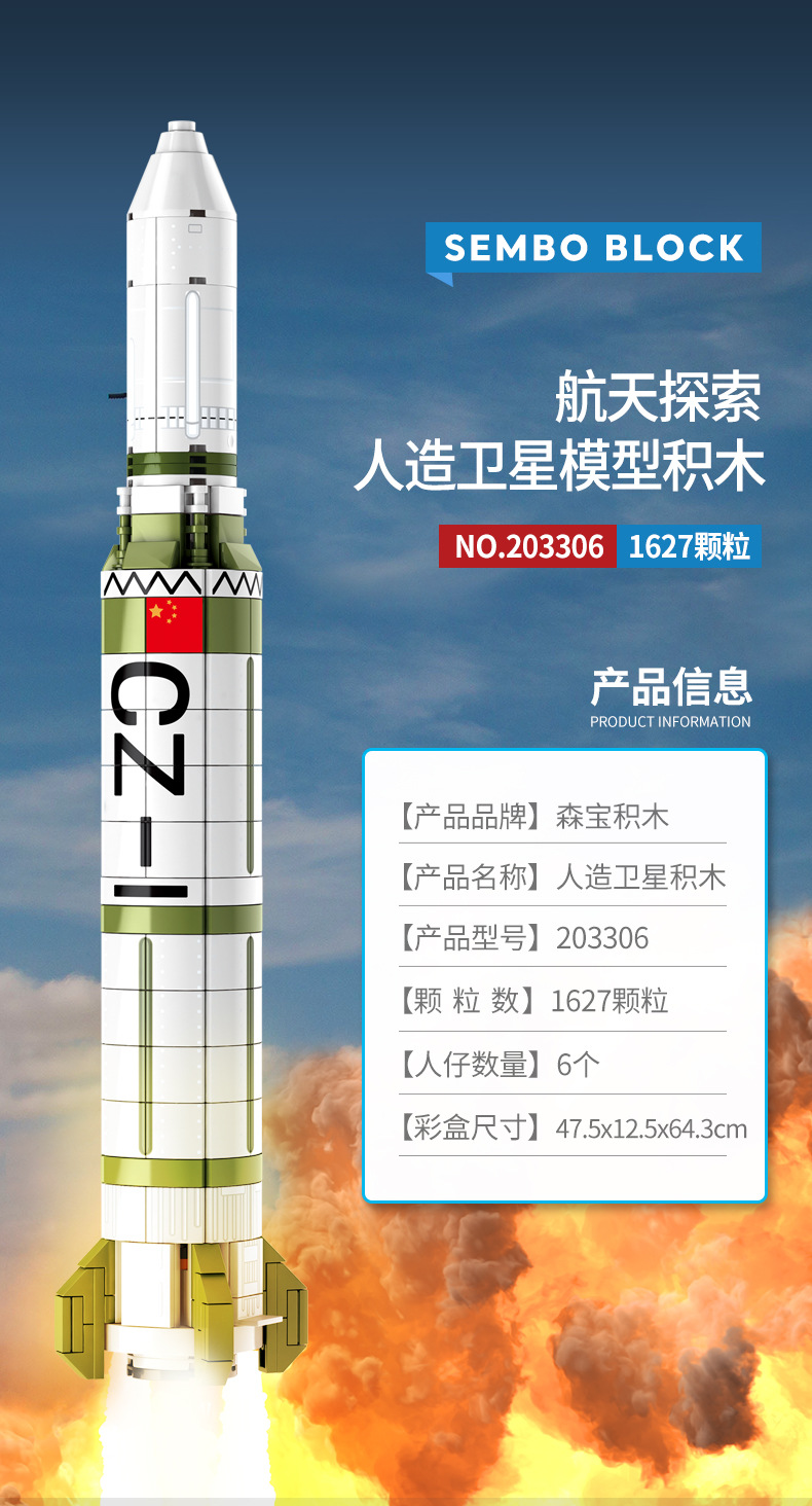 Sembo block 203301-203306 Rocket Ship to the Moon