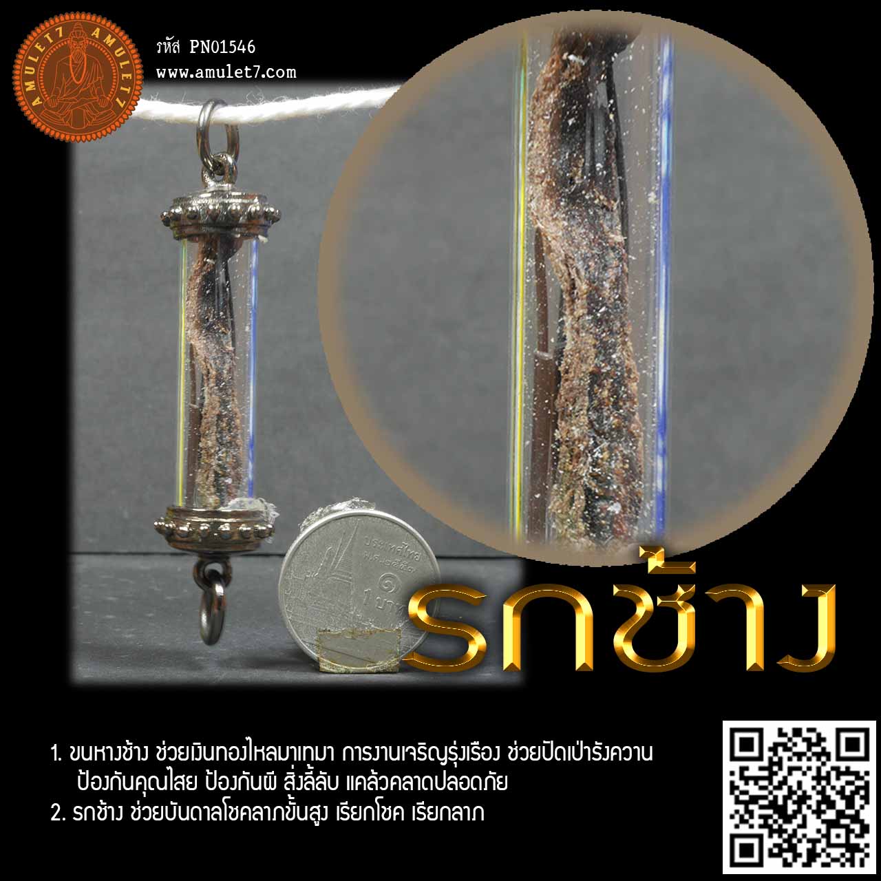 ตะกรุดมงคล ขนหางช้าง รกช้าง