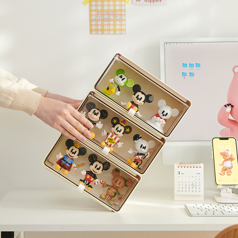 2in1 กล่องใส่โมเดล + ลิ้นชักใส่ของ ซ้อนทับกันได้ Drawer Display Organizer Storage Box