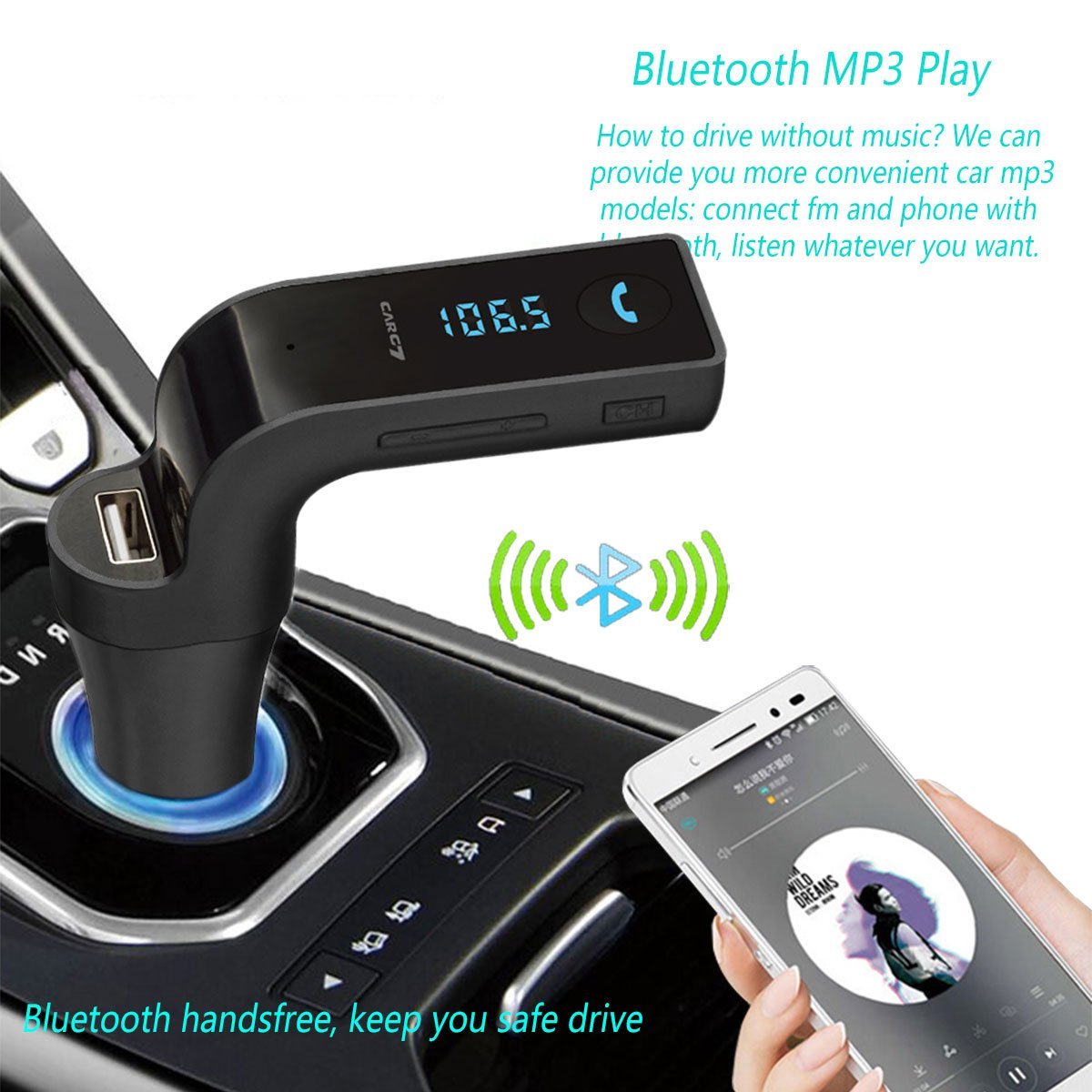 Car G7 USB Bluetooth สีดำ