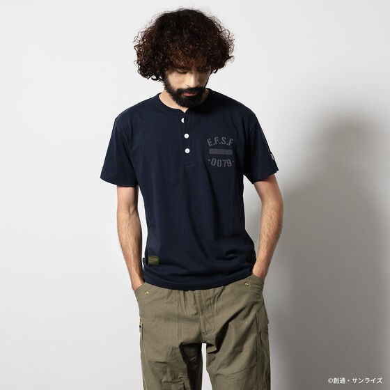 PRE-ORDER : STRICT-G.ARMS "Mobile Suit Gundam" Henley Neck Short Sleeve T-shirt Reflector