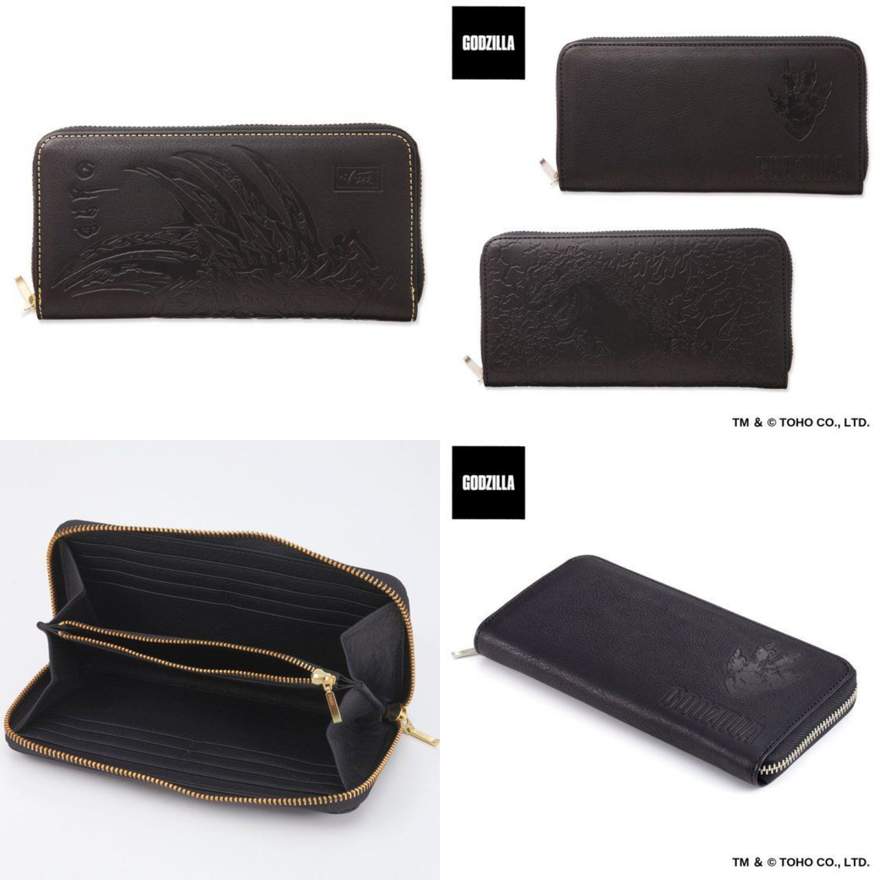 PRE-ORDER : Godzilla / GARO Embossed Genuine Leather Round Wallet (Resale)